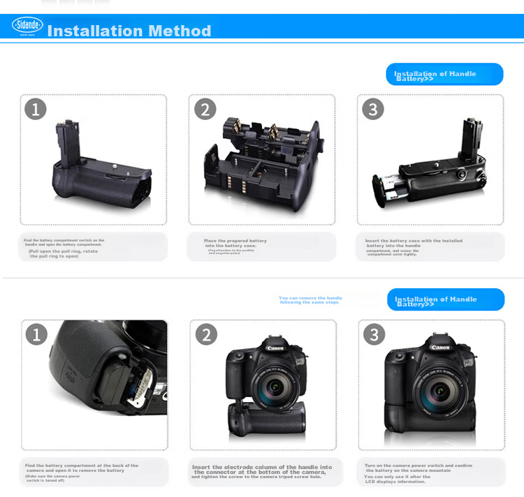 Sidande 5D Mark IV Canon 5D4 Camera Vertical Shooting Grip Battery Compartment DSLR Grip 14