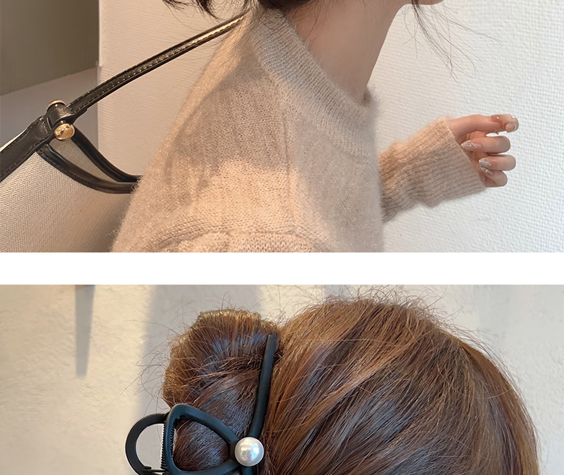 Xiangwan Hair Clip, Large Hair Claw, Matte Hair Grip, Elegant Feel, Thick Hair, Pearl Shark Clip for Wome 5