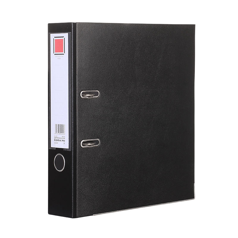 COMIX 3-Inch Thick Quick-Clip Folder, A4 European Style PP File Folder with Holes, Two-Hole Loose-Leaf Binder, Black, 1 Piece, Office Stationery EA4026