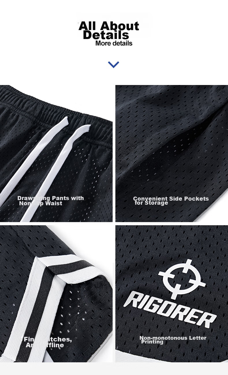 RIGORER Competitive Knitted Knee-Length Shorts for Men And Women, Basketball Shorts, Layered Sports Running Breathable Shorts 8