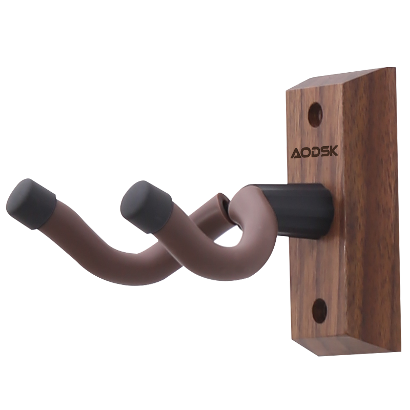 AODSK AW-GS11B Guitar Hook Wall Mount, Solid Wood Guitar Stand, Acoustic Guitar And Violin Universal Stand, Black Walnut Wood
