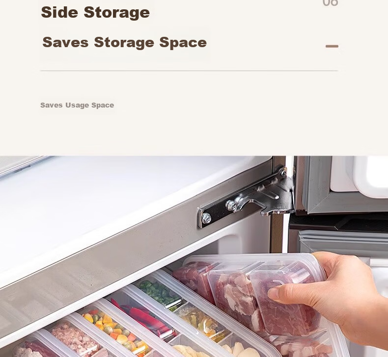 Jialifang Refrigerator Six-Compartment Storage Box Frozen Meat Container Freezer Fresh-Keeping Food Divider Organizer Food Grade 11
