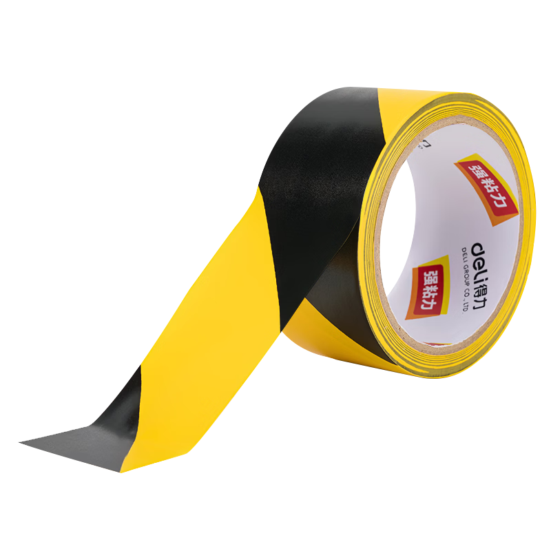 Deli Yellow and Black Safety Warning Tape Typhoon Resistant Tape Caution Line Isolation Zebra Safety Tape Positioning 48mm*33m 1 Roll 33771