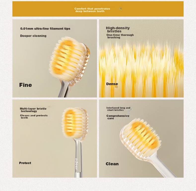 Zuodian Luxury Art Toothbrush with Replaceable Brush Heads, Wide Head Soft Bristles Gum Protection Original Brush Heads *3 7
