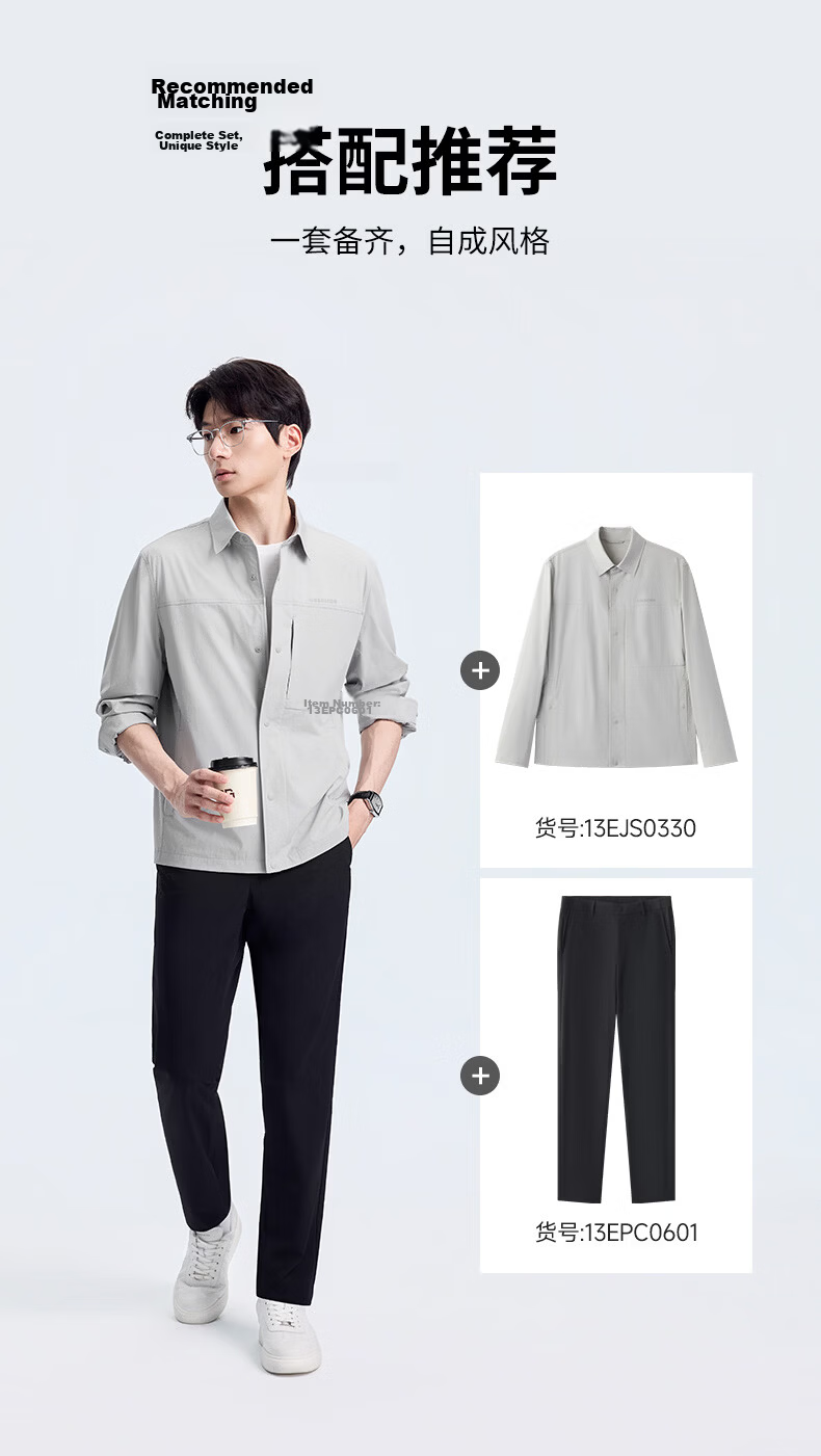 Goldlion [Shirt Jacket] 26 Spring Summer Men's Lightweight Outdoor Stretch Sun Protection Casual Jacket Smoke Gray L 11