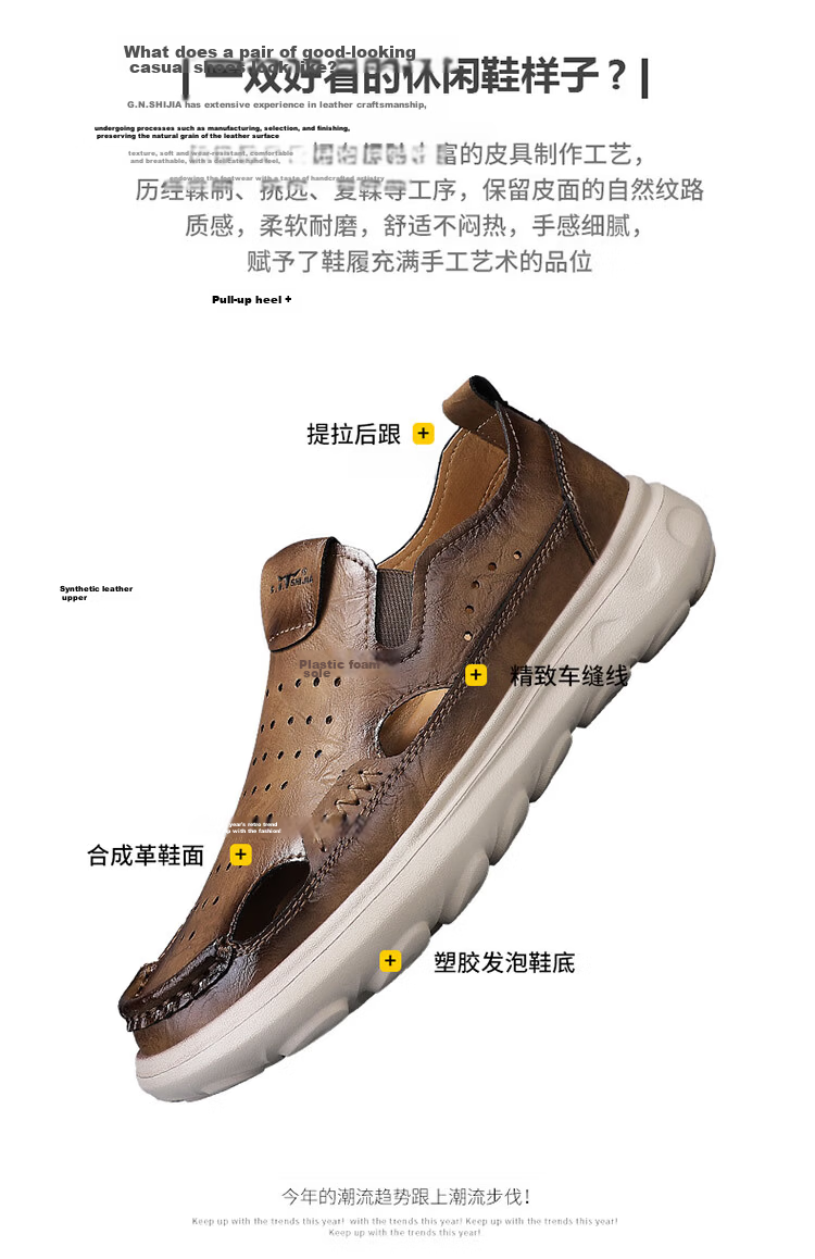 Bull Family Men's Summer Retro Hollow Breathable Beach Sandals Thick Sole Durable Versatile Clogs 5