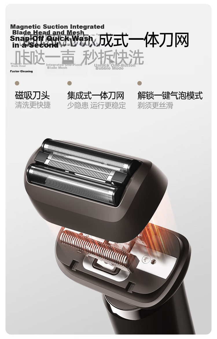 Showsee Reciprocating Induction Electric Shaver K3, Four-Direction Floating Blade Head, Birthday Gift for Dad, Husband, Boyfriend, Graduation Present 9