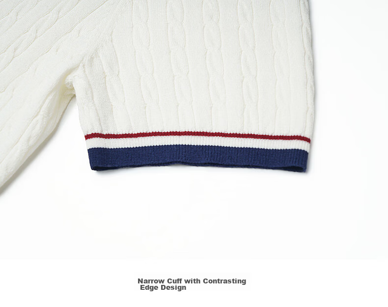 Olrain Women's Summer Casual Narrow Edge Color-Block Round Neck 3D Cable Knit Sweater Top White S 15