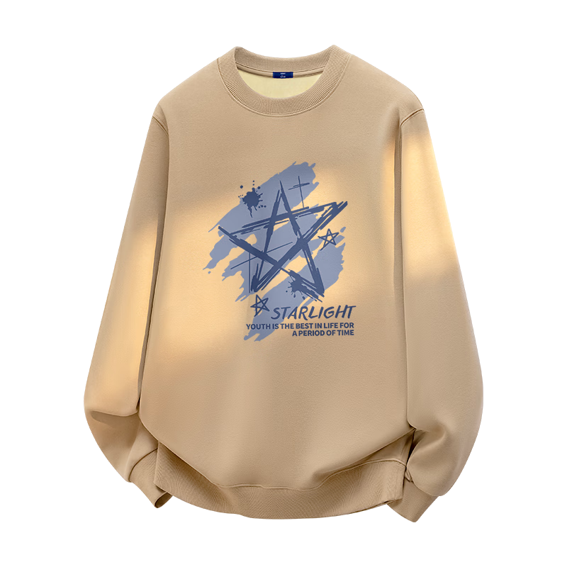 GENIOLAMODE Men's Fleece-Lined Hoodie-Free Winter Casual Fashion Loose Pullover Crewneck Shirt Khaki L