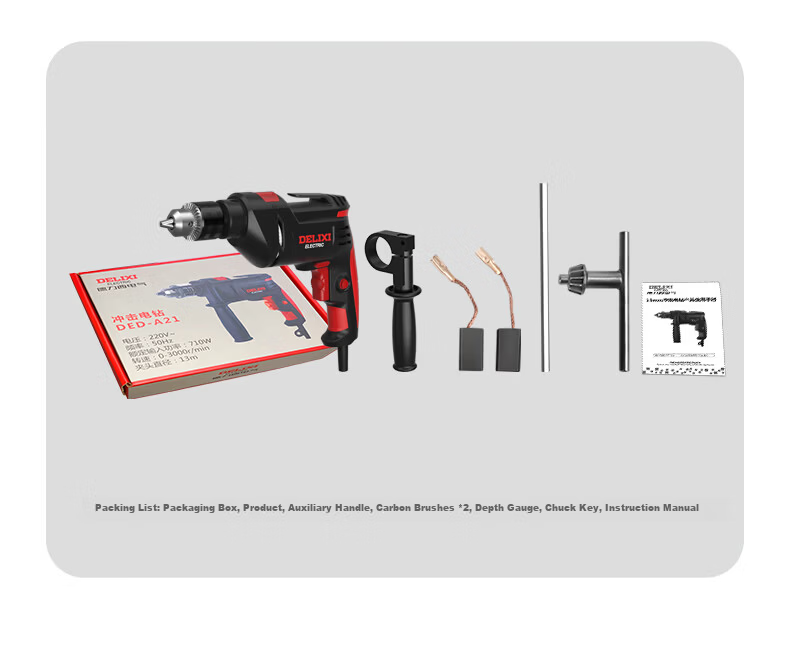 DELIXI ELECTRIC Multi-Function Electric Hammer Drill Heavy-Duty Concrete Industrial Grade 1050W 18