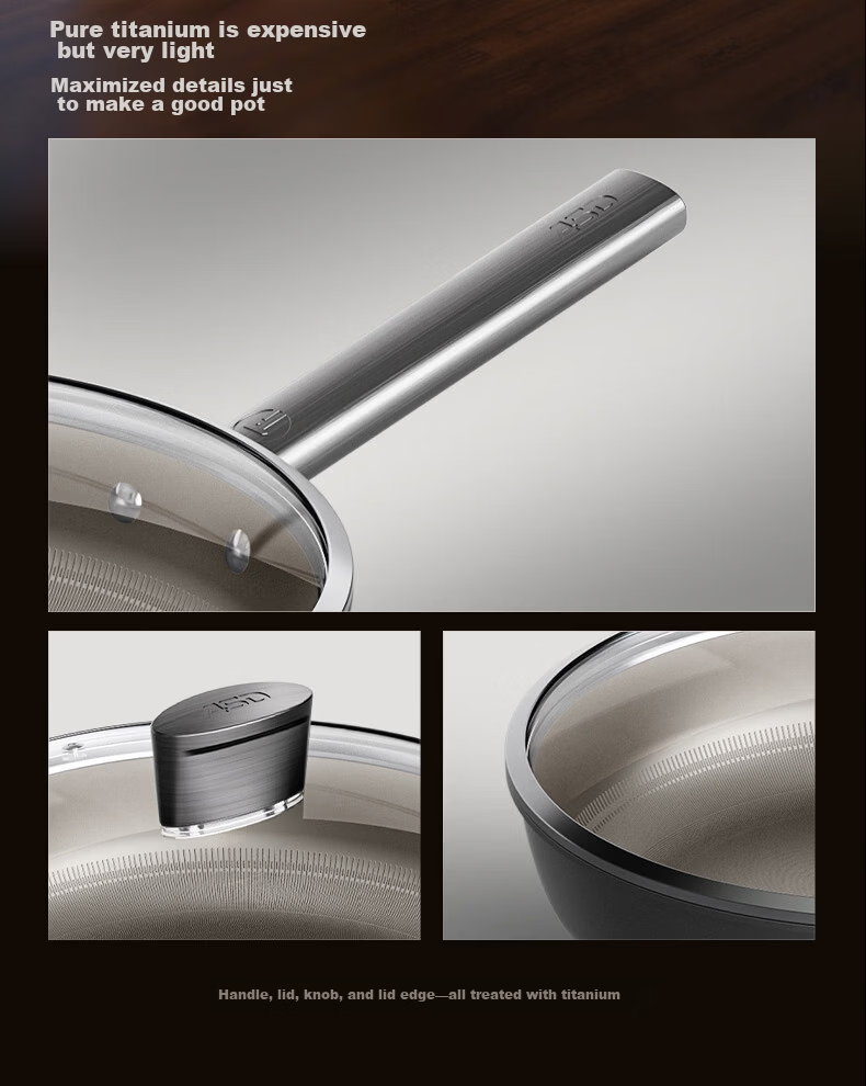 ASD Titanium Non-Stick Frying Pan Healthy Fluorine-Free Coating Egg Steak Cooking Pan Induction Gas Stove Z6Q 15