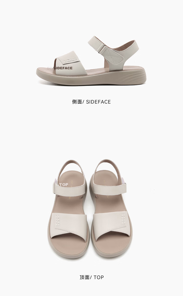 Red Dragonfly Women's Thick-Soled Cowhide Mom Shoes Commuting Comfortable Middle-Aged Fashion Soft Sole Sandals WTK264931 Off-White Size 37 11