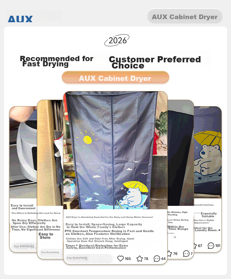 AUX [Foldable Storage + 7.5h Timer] Clothes Dryer, Foldable Home Drying Machine for Baby Clothes, Disinfection Dehumidification And Water Removal, Small Dormitory Wardrobe, 480L Large Capacity 1