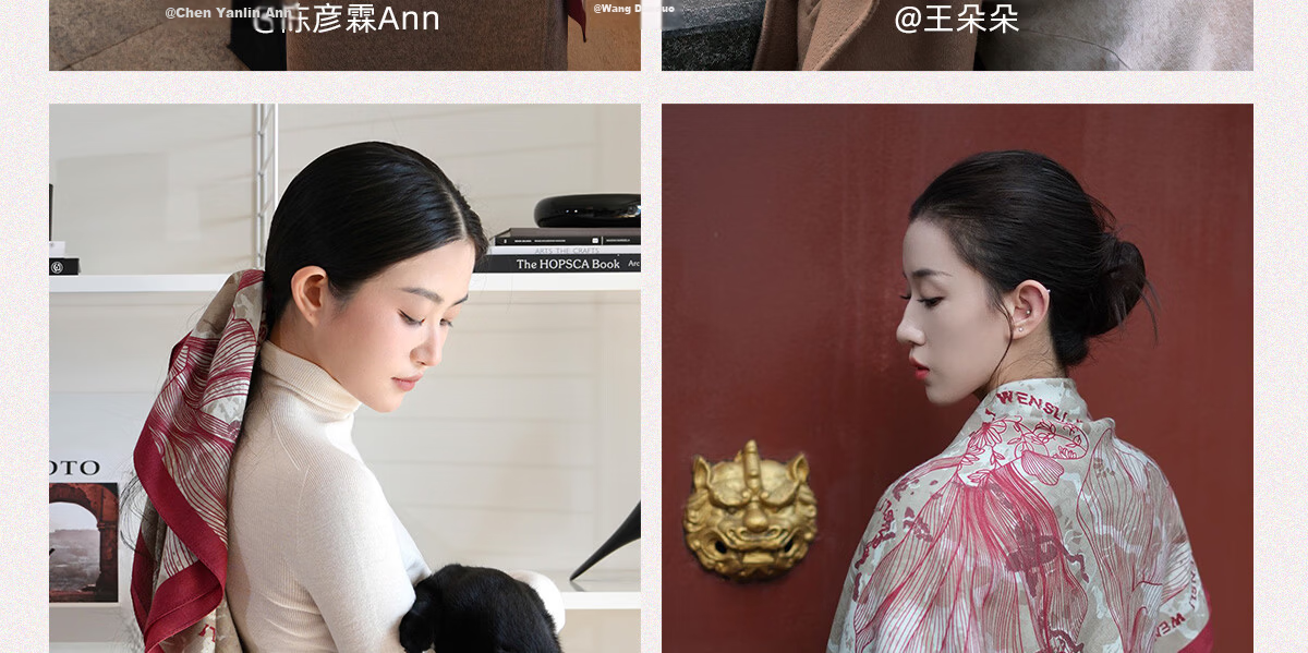 Wanshili Double-Sided Printed Silk Wool Scarf 2025 New Style Birthday New Year Gift for Mom Shawl Outerwear - Suo Qingqiu 30
