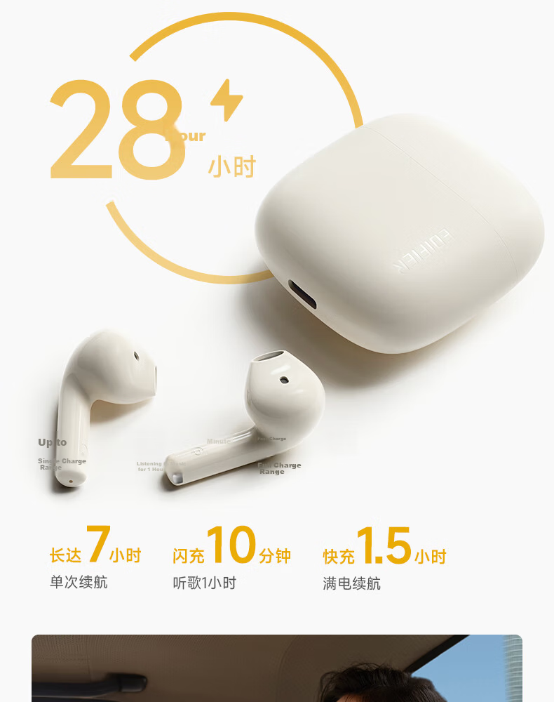 Manbuzhehuazai Zero Air Wireless Bluetooth Earphones, Semi In-Ear Headphones, Bluetooth 5.4, 28-Hour Long Battery Life, Compatible with Apple, Huawei, Xiaomi, Muhui Gray 13