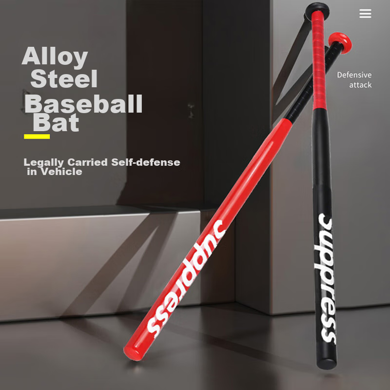 Duweike Baseball Bat, Self-Defense, Car-Mounted, Thickened Steel Pipe, Legal Home Security Equipment, Unisex Slim Stick, 30 Inches, Red