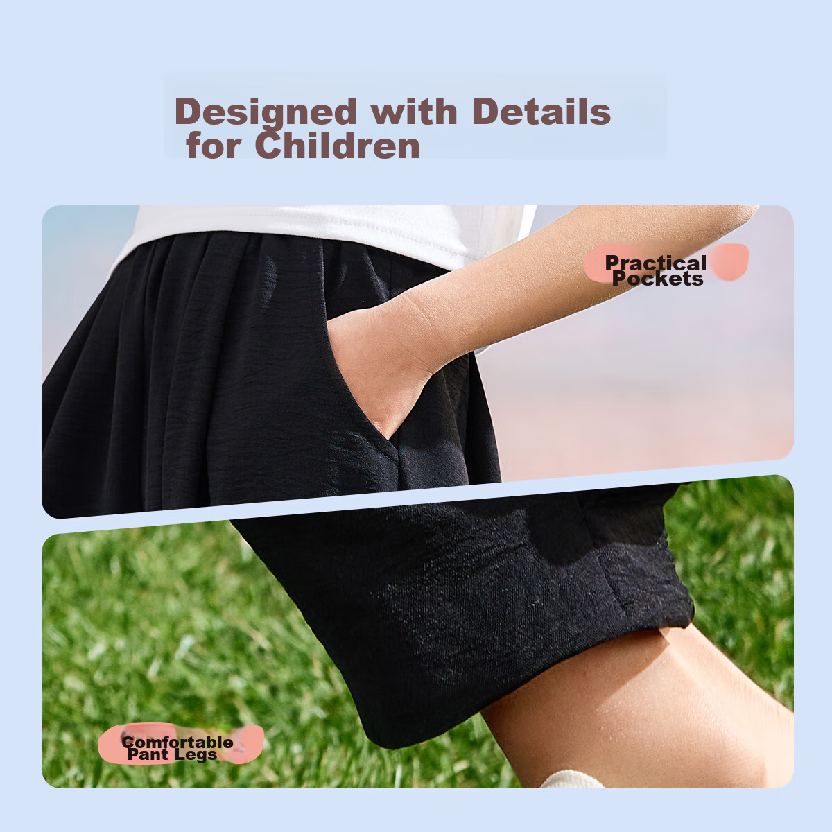 ASK JUNIOR Lantern Pants for Girls, Summer Loose Comfortable Ice Silk Cool Mosquito-Proof Pants for Older Children, Black, Size 120 4