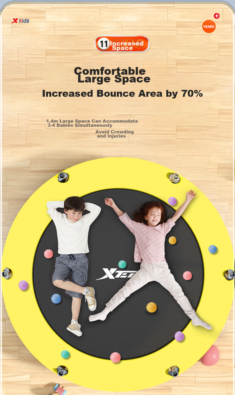 XTEP Trampoline for Children And Adults, Indoor Single Bar Bouncy Jumping Device, Exercise Equipment for Ages 3-10, Home Use 30