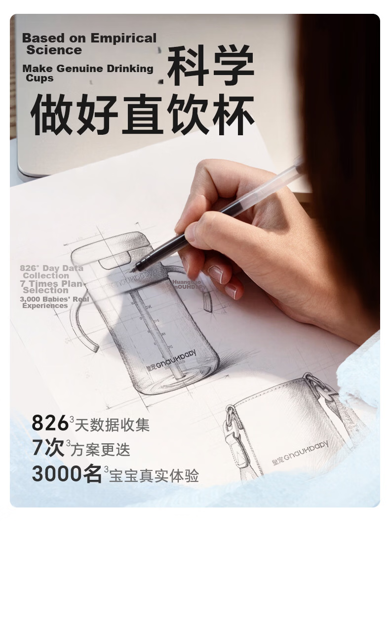 Huang Chong Children's Milk Cup PPSU Water Bottle with Straw and Flip Lid for Babies Over One Year Old 260ml 3