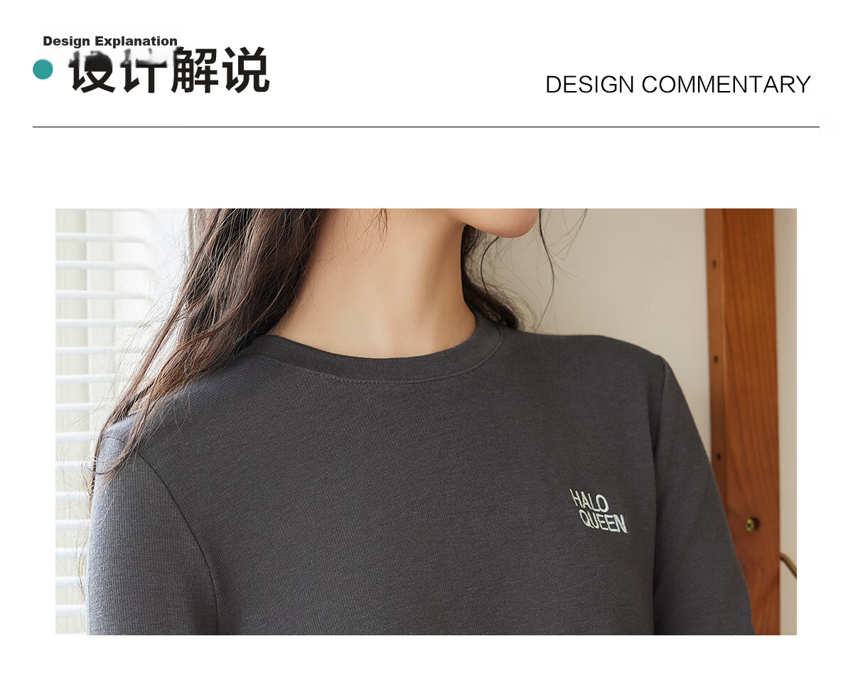 Halo Queen Women's Long Sleeve T-Shirt Spring and Autumn Round Neck Letter Print Loose Comfortable Versatile Top New H143T2035 8
