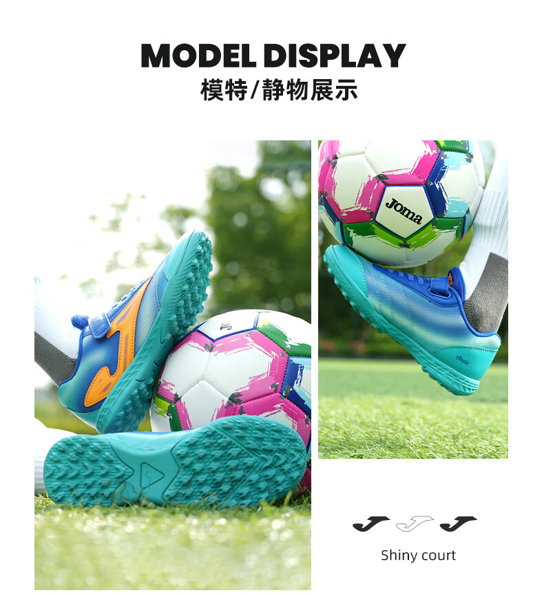 JOMA Soccer Shoes TF Turf Cleats for Youth, Children And Elementary School Students, Non-Slip, Wear-Resistant, Breathable Football Training Shoes, Blue, Size 38 1
