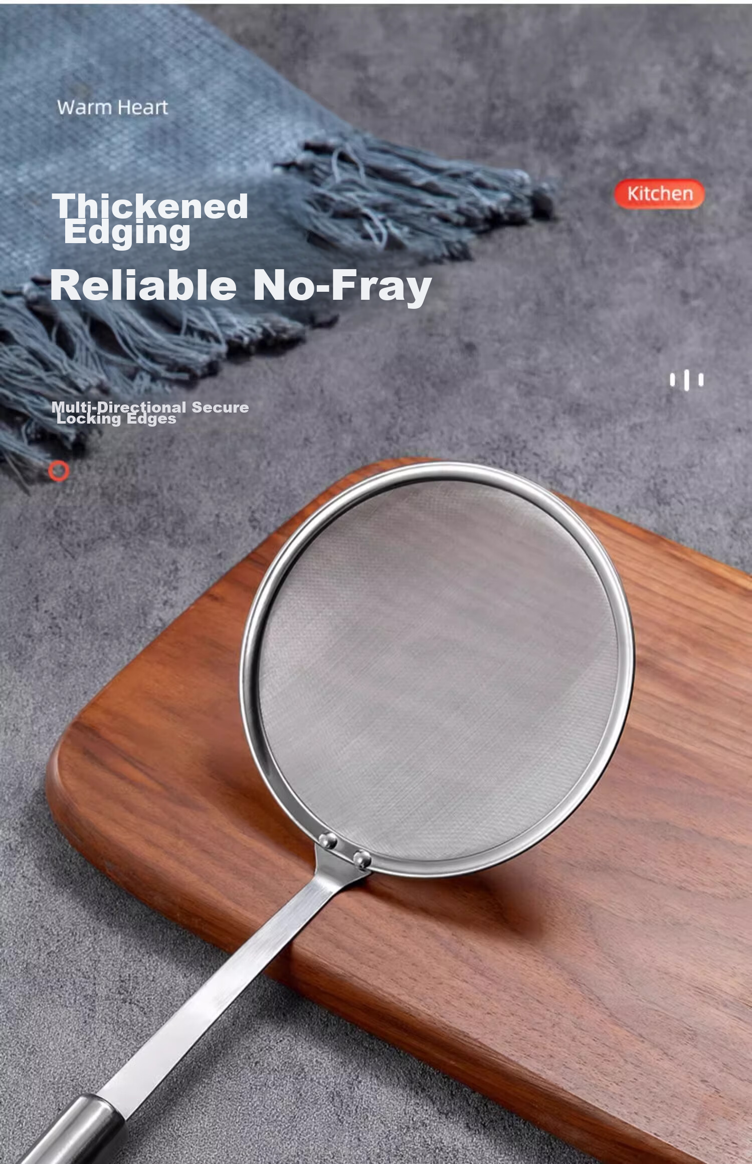 Jiadou 304 Stainless Steel Fine Mesh Skimmer Strainer 100 Mesh Ultra-Fine Kitchen Oil Separator Ladle Foam Skimmer 8