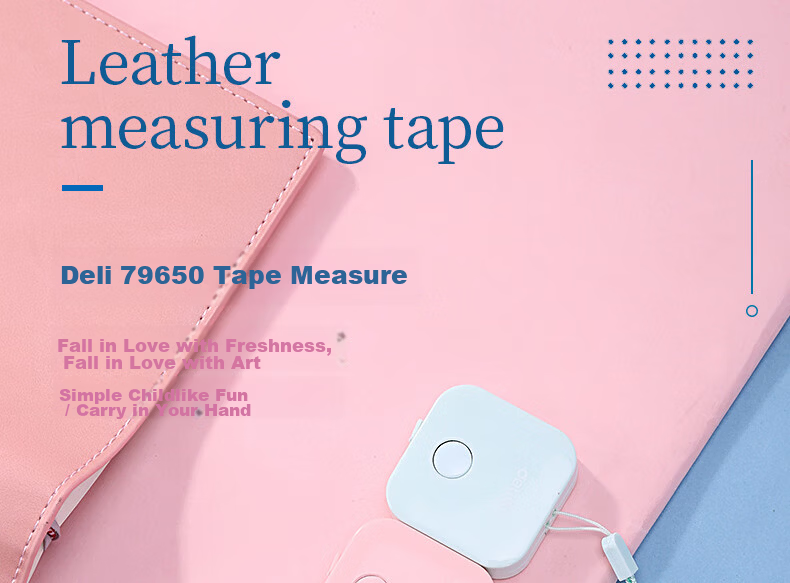 Deli Mini Leather Tape Measure, 1.5 Meter Measuring Tape for Body Circumference And Height, Portable Mini Leather Ruler with Auto-Stop Function, Green, 79650 1