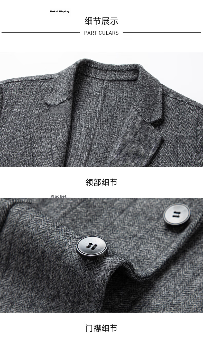 Shanshan Wool Double-Sided Woolen Blazer Men's Autumn Winter Business Casual Workwear Short Suit Jacket 16