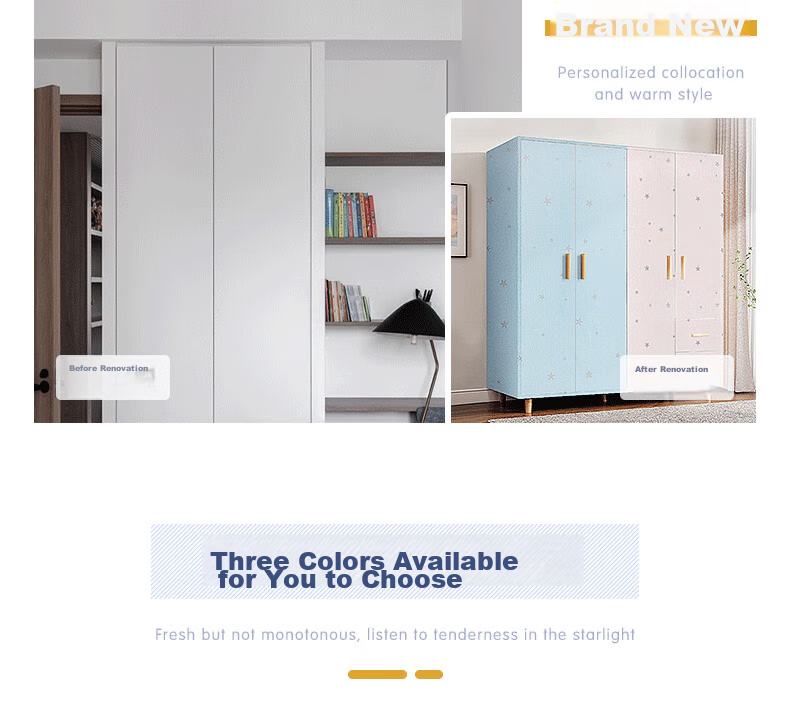 Oumai Self-Adhesive Wallpaper Fresh Blue 0.6x3m Waterproof Concealing Dormitory Wall Sticker 5