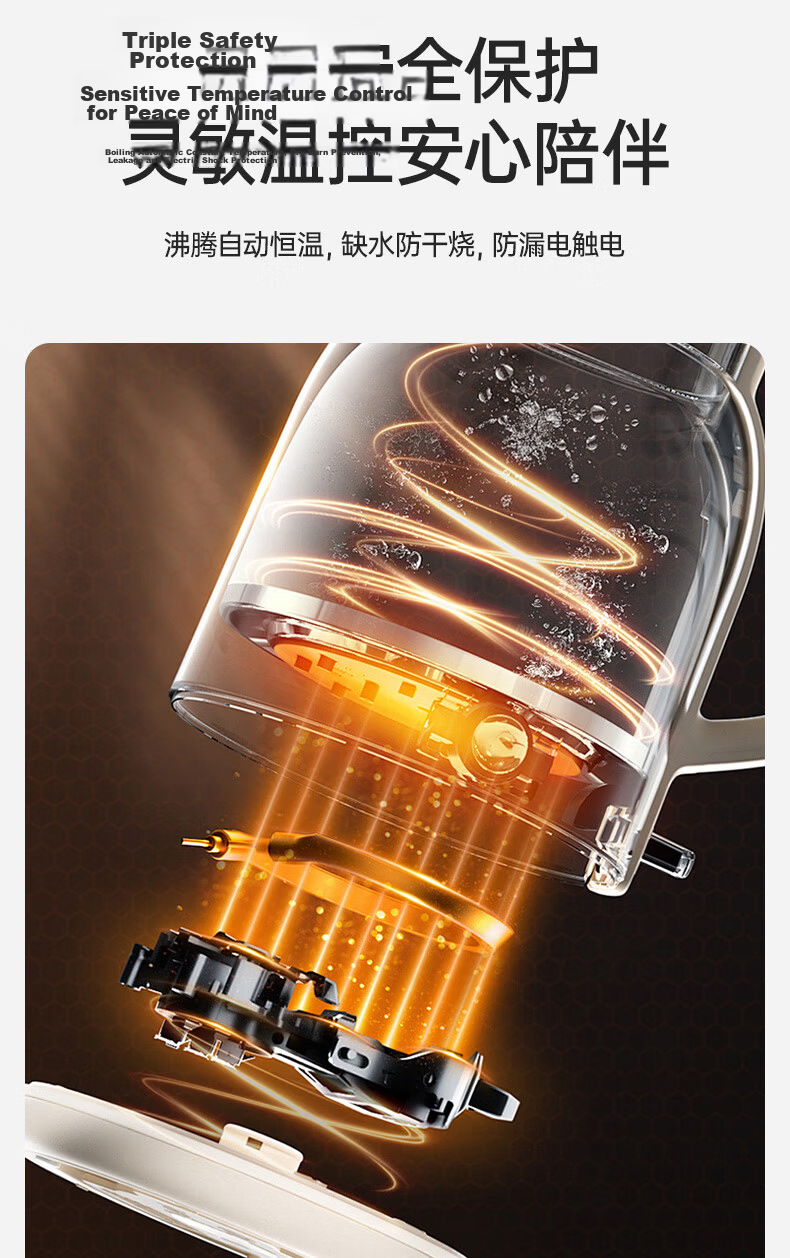CHIGO Electric Kettle Double-Layer Anti-Scald 316 Stainless Steel Inner Pot High Power Fast Boiling 1.6L Automatic Temperature Control Kettle WM1601 5