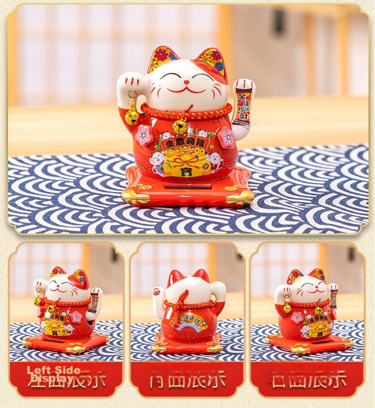Youjia Solar Lucky Cat Office Desktop Ornament Holiday Gift for Friends and Family 2 Inch 2