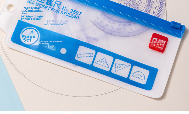 Deli Three-In Ruler Set, 4-Piece Drawing And Drafting Kit, for Postgraduate Entrance Exam, College Entrance Exam, Blessing Gift, High School Graduation Exam, Straight Ruler, Triangle Ruler, Protractor 3