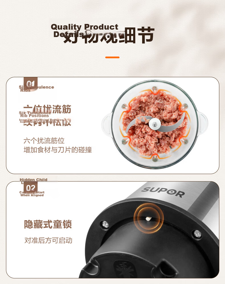 SUPOR Electric Meat Grinder Large Capacity Multi-Function Food Processor Meat Mincer Vegetable Chopper JR05-300 20