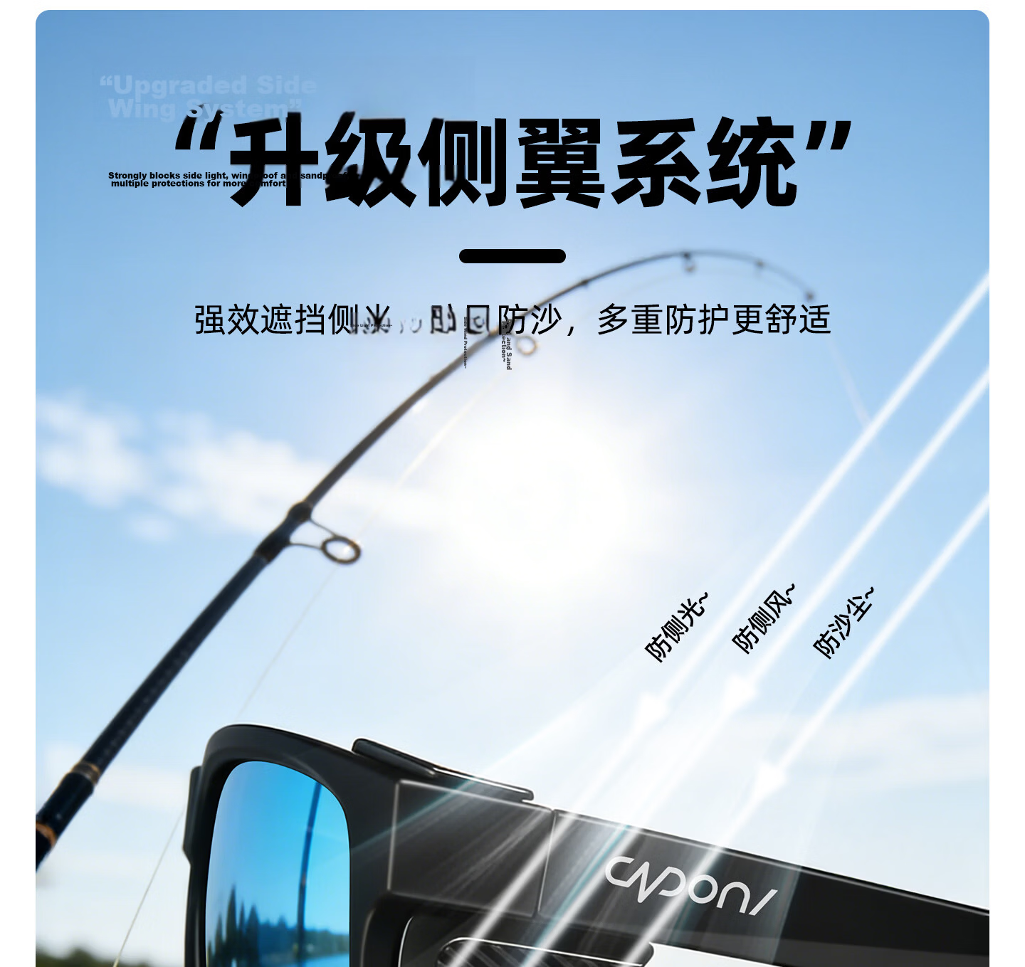 CAPONI German Imported Polarized Fishing Sunglasses HD Float Viewing Men's Cycling Sports UV Protection Sunglasses 8