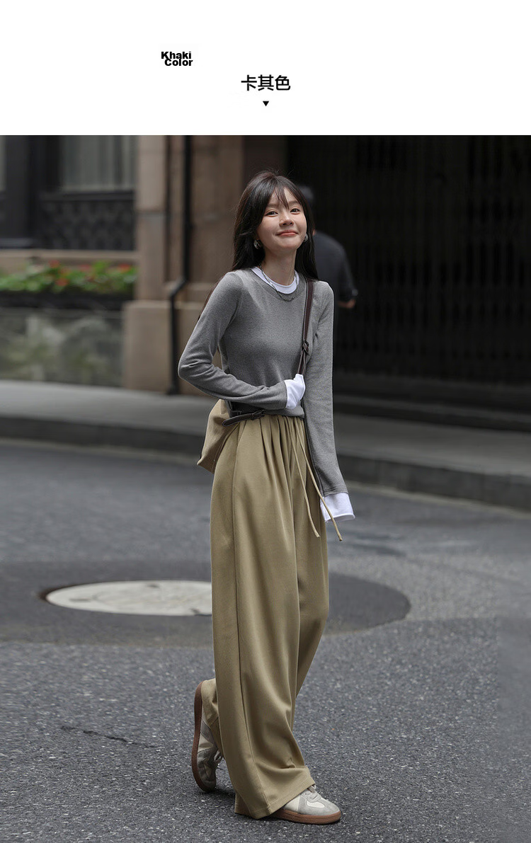 MT Cloud Soft Comfort Pants Autumn Relaxed Fit Adjustable Elastic Waist Comfortable Concealing Knit Women's Casual Pants 5