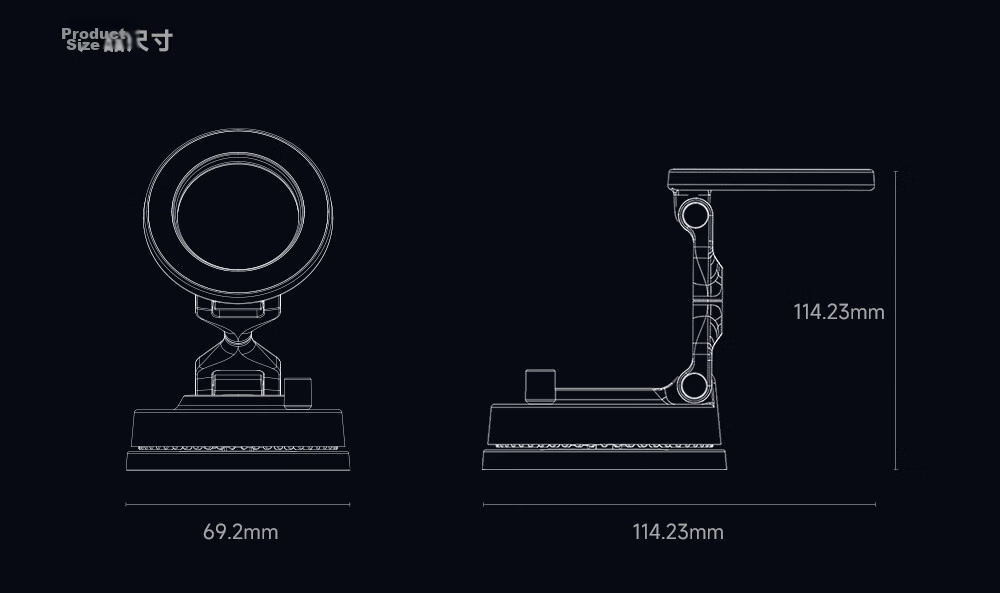 Magnetic Car Phone Holder Vacuum Suction Cup Mount for Car Navigation Obsidian Black 29
