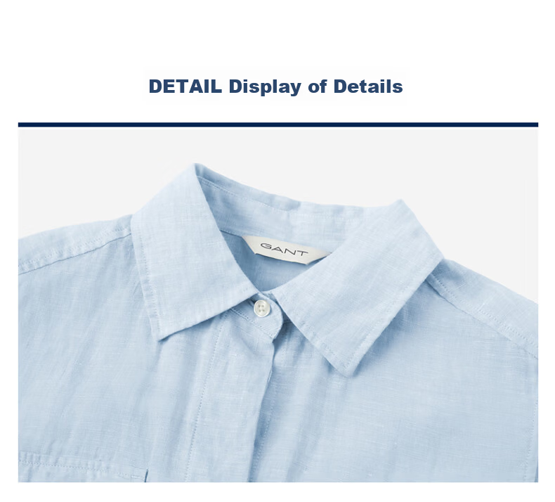 GANT Women's Spring Summer Pure Linen Striped Solid Vintage Coin Style Shirt 455-Blue S 14