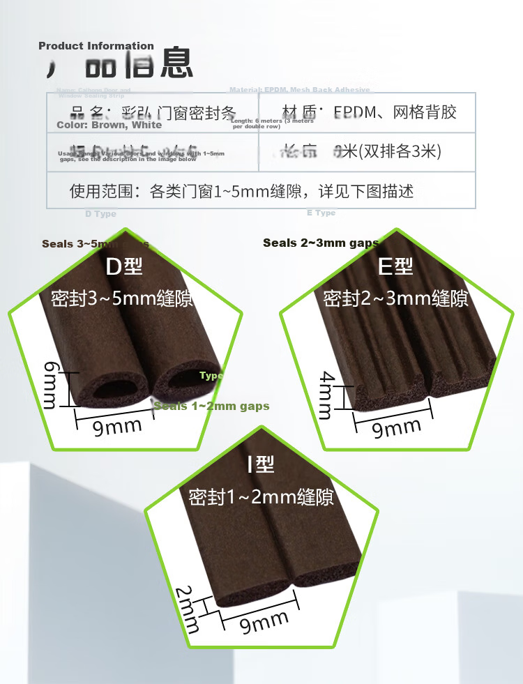 Caihong Self-Adhesive Gray Door Bottom Seal Strip for Bedroom Door, Cockroach Proof, Windproof, Soundproof, Door Gap Draft Stopper 6