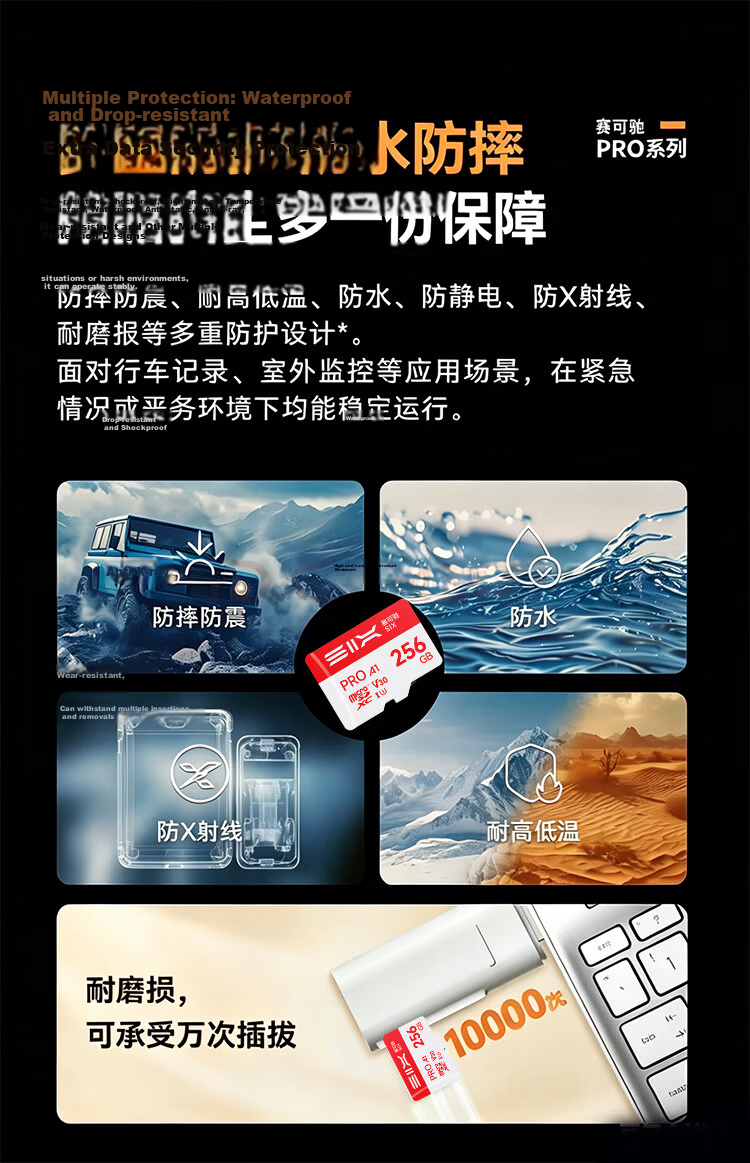 SIX 256GB TF (MicroSD) High-Speed Memory Card U3 A1 V30 150MB/s Read Speed Compatible with Dashcams & Surveillance Cameras 7