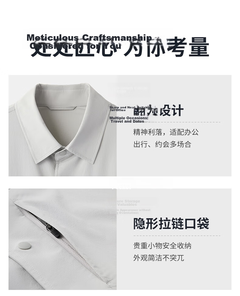 Goldlion [Shirt Jacket] 26 Spring Summer Men's Lightweight Outdoor Stretch Sun Protection Casual Jacket Smoke Gray L 13