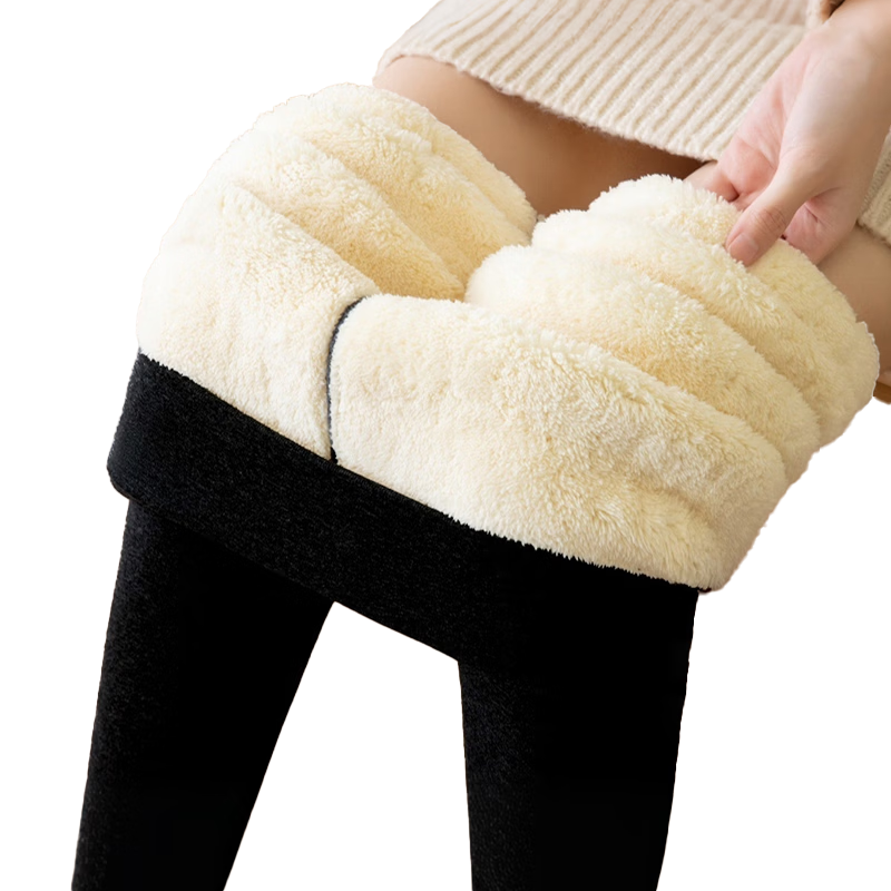 LangSha Women's Thick Fleece Lined Leggings Autumn Winter Outerwear Black High Waist Slim Fit Plus Size Pants