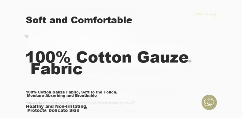 MUJI A-Class 100% Cotton Four-Layer Gauze Pillowcase Set with Elastic Band 52x78cm Bear Pattern, Pair 5