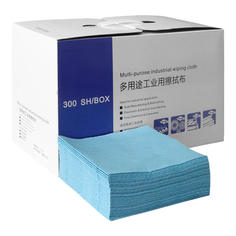 BAIGE Lint-Free Industrial Cleaning Cloth, Foldable Dust Paper for Laboratory, Oil-Absorbing Paper, Non-Shedding, Blue Embossed, 25*35CM, 300 Sheets/box