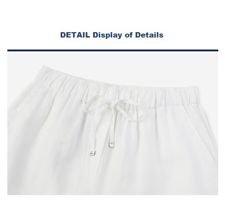 GANT Women's Spring Summer Pure Linen Casual Pants Vintage Old Coin Wide Leg Trousers 115-White M 12