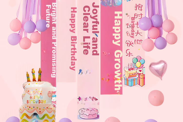 Birthday Party Decoration Banner for Girls Children's First Birthday Happy Party Balloons Backdrop 19