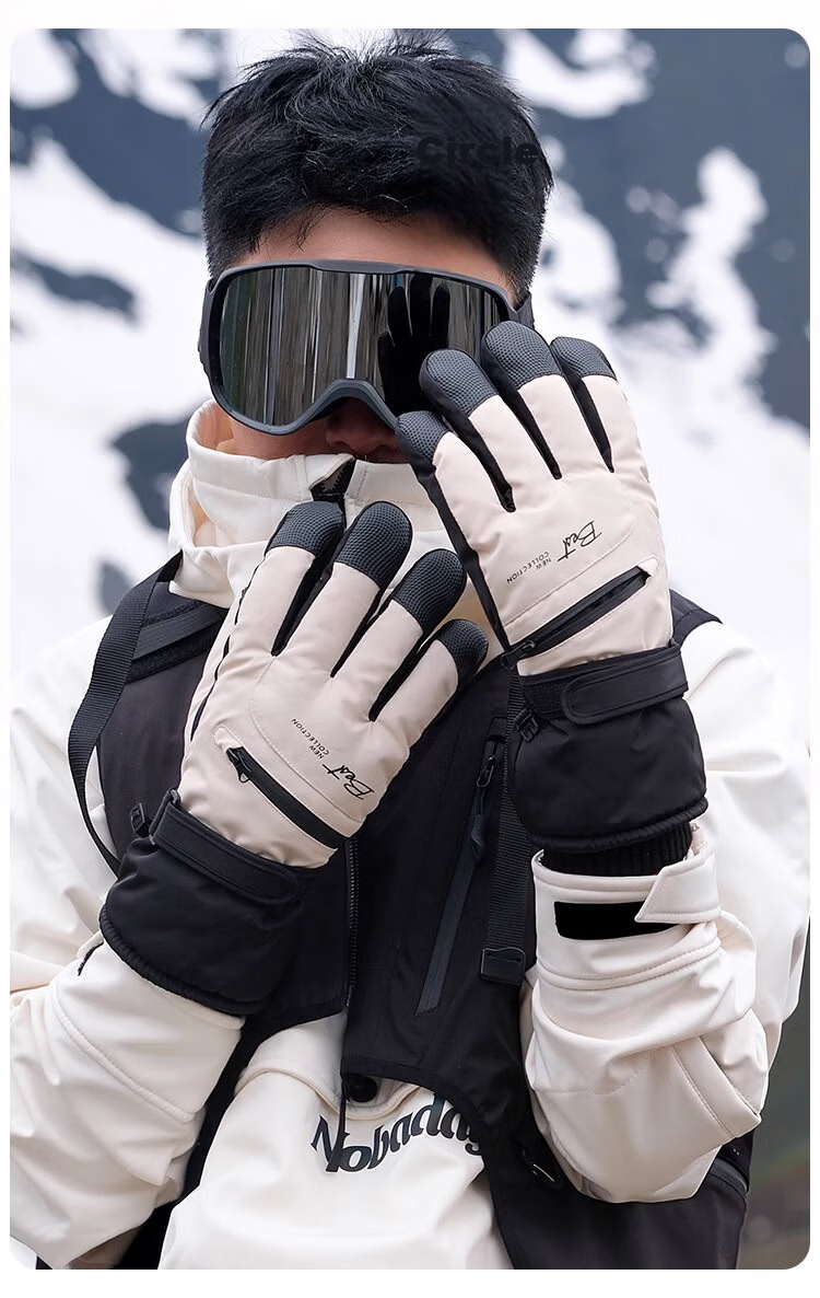 Jian Cai Ski Gloves Men Autumn Winter Fleece Thickened Water-Repellent Touchscreen Outdoor Sports Cold-Resistant Warm Cotton Gloves Women 21