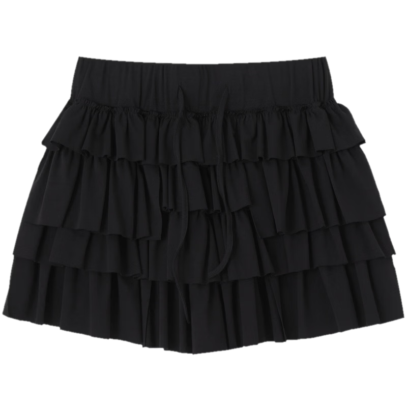 TonLion 2026 Summer Women's Layered Knit Midi Skirt Korean Style College Casual Midi Skirt