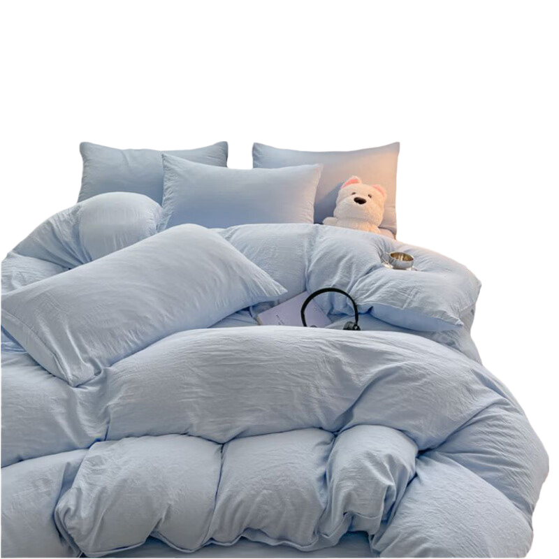 Hodo Single Quilt Cover Single Bed Quilt Cover Student Dormitory Skin-Friendly Naked Sleep Simple Style Quilt Cover 150*200cm Light Blue
