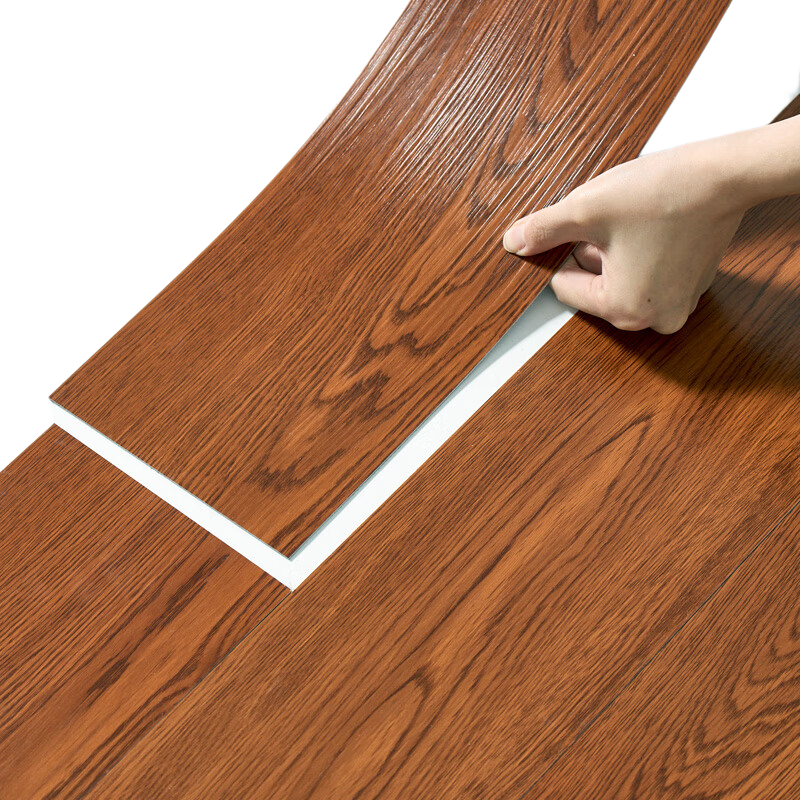Ouma Self-Adhesive Floor Stickers, Red Sandalwood, 7 Pieces, Waterproof, Directly Laid on Cement Floor, Non-Slip, Wear-Resistant, Floor Leather Renovation Stickers