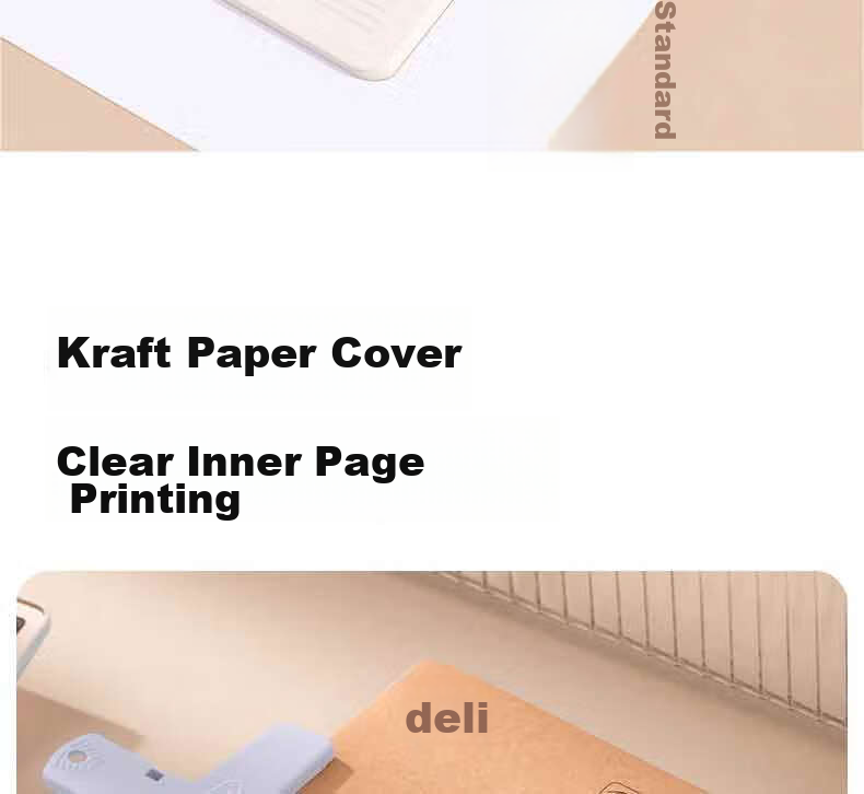 Deli English Notebook A5/30 Sheets Sewn Exercise Book Kraft Paper Student Practice Book 5-Pack FA530-5 7